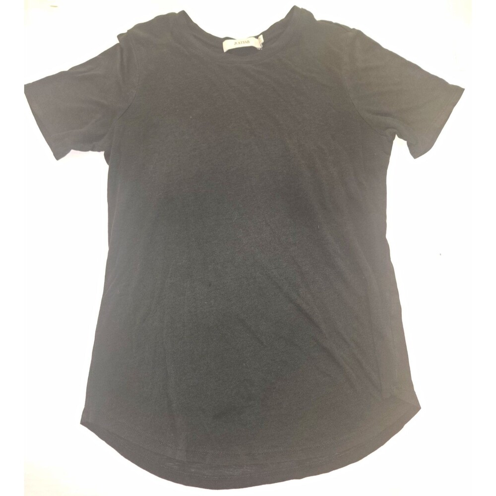 JUSTFAB Woman's Black Solid Crew Neck Short Sleeve T-Shirt Regular Fit XS
